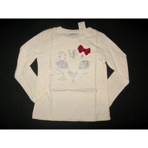 NWT Baby Gap cream silver cat face velvet bow long sleeve holiday shirt top 2 5